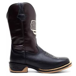 Bota Texana Masculina Couro Floater Preto e Ecolog... - FRANCABOOTS 