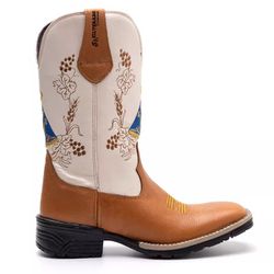 Bota Texana Masculina Couro Floater Conhaque e Eco... - FRANCABOOTS 