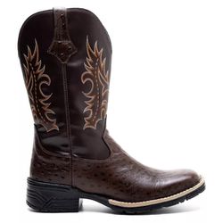 Bota Texana Masculina Couro Avestruz Imit Cafe e E... - FRANCABOOTS 