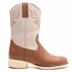Bota Texana Infantil Premium Couro Floater Conhaqu... - FRANCABOOTS 