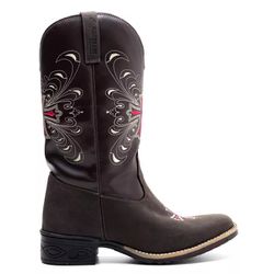 Bota Texana Feminina Couro Crazy Horse Cafe e Ecol... - FRANCABOOTS 