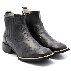 BOTINA BICO QUADRADO REPLICA AVESTRUZ FRANCA BOOTS... - FRANCABOOTS 