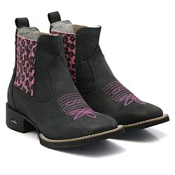 BOTA BOTINA FEMININA BORDADA ONÇA PRETA - M2019722 - FRANCABOOTS 