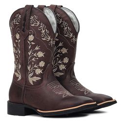 BOTA TEXANA FRANCA BOOTS BORDADA FLORAL AREIA CANO... - FRANCABOOTS 