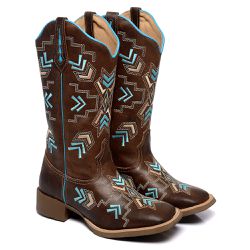 BOTA TEXANA FRANCA BOOTS FEMININA BORDADA AZUL FB2... - FRANCABOOTS 