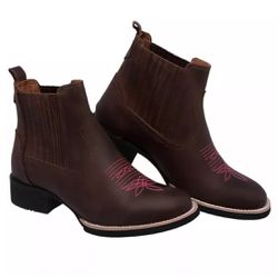 BOTA BOTINA TEXANA BORDADA FB61 PINK - 201961 - FRANCABOOTS 