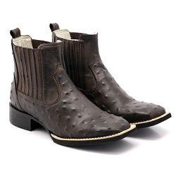 Botina bico quadrado replica avestruz FRANCA BOOTS... - FRANCABOOTS 