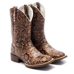 BOTA TEXANA FEMININA BORDADA FLORAL - FRANCA BOOTS... - FRANCABOOTS 
