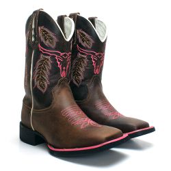 BOTA TEXANA FEMININA BORDADA BOI ROSA - FRANCA BOO... - FRANCABOOTS 