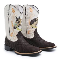 BOTA TEXANA MASCULINA BORDADA CAVALO REPLICA COURO... - FRANCABOOTS 