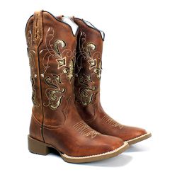 BOTA TEXANA HOOPER FEMININA COM RECORTES A LASER F... - FRANCABOOTS 