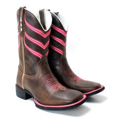 BOTA TEXANA FEMININA BORDADA LISTRAS PINK FB510 - ... - FRANCABOOTS 