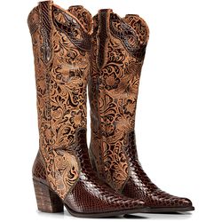 BOTA TEXANA FEMININA TEXANA COM COURO FLORAL - CP2... - FRANCABOOTS 