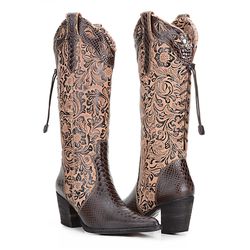 BOTA MONTARIA TEXANA COURO LEGÍTIMO FLORAL - CP202... - FRANCABOOTS 