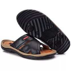 Chinelo Comfort Masculino em Couro preto - RS2024... - FRANCABOOTS 