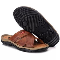 Chinelo Comfort Masculino em Couro caramelo - RS2... - FRANCABOOTS 