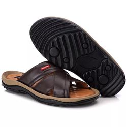 Chinelo Comfort Masculino em Couro café - RS2024-c... - FRANCABOOTS 
