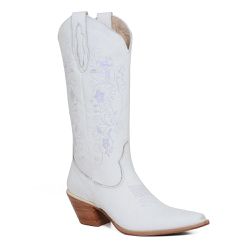 BOTA TEXANA FEMININA COURO FLOATER BRANCO 35 - SIL... - FRANCABOOTS 