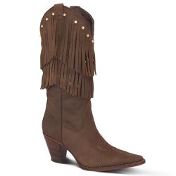 BOTA TEXANA FEMININA COURO CRAZY HORSE HAVANA FRAN... - FRANCABOOTS 