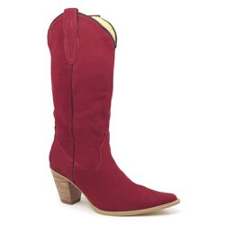 BOTA TEXANA FEMININA COURO NOBUCK VERMELHA LISA - ... - FRANCABOOTS 