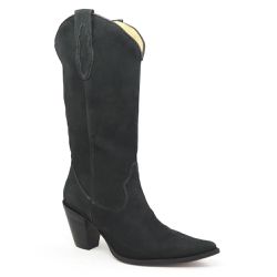 BOTA TEXANA FEMININA COURO NOBUCK PRETO LISA - SIL... - FRANCABOOTS 