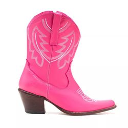  Bota Texana Feminina Couro Plume Pink - SV202347 - FRANCABOOTS 