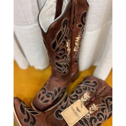 bota texana laser couro café brilho preto - fb212... - FRANCABOOTS 
