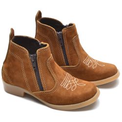 BOTINA INFANTIL COURO COM ELÁSTICO LATERAL BORDADA... - FRANCABOOTS 