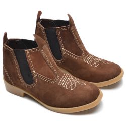 BOTINA INFANTIL COURO COM ELÁSTICO LATERAL BORDADA... - FRANCABOOTS 