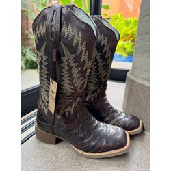 Bota texana hopper feminina bordada cano e escamad... - FRANCABOOTS 