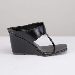 Sandália Anabela Square Preto - FRAN-4670 - FRANCINNE PLUS