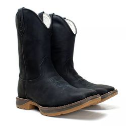 BOTA TEXANA MASCULINA SOLA JUMP COURO PRETO - FRC... - FRC BOTAS TEXANAS