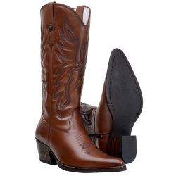  Bota Feminina Texana Couro Legitimo Bico Fino Cor... - FRC BOTAS TEXANAS