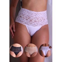 Kit 3 Calcinhas 124 com Cós Largo em Renda e Micro... - FRELITH