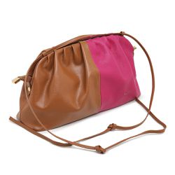 Bolsa Clutch Bicolor Pink/Caramelo Couro Legitimo ... - FRIEDEN