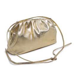 Bolsa Clutch Dourado Couro Legitimo Metalizado Alí... - FRIEDEN