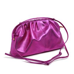 Bolsa Clutch Pink Metalizado Couro Legitimo Alícia... - FRIEDEN