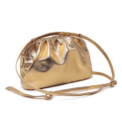 Bolsa Clutch Pequena Couro Dourado Lily - lily-dr - FRIEDEN