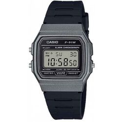 CASIO PLASTICO PRATA ESCURO - f-91wm-1b-df-sc - FULL VINYL STORE