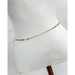 BODY CHAIN FOLHEADO A OURO 18K COM ZIRCONIAS COLOR... - Gabriela Ribeiro