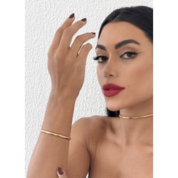 BRACELETE FOLHEADO A OURO 18K ARO MARTELADO - BRA1... - Gabriela Ribeiro