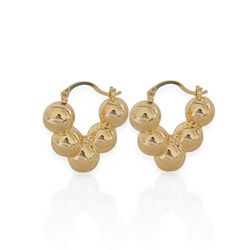 BRINCO FOLHEADO A OURO 18K E PRATA ARGOLA ESFERAS ... - Gabriela Ribeiro