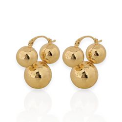 BRINCO FOLHEADO A OURO 18K TRES ESFERAS - BRI11660... - Gabriela Ribeiro