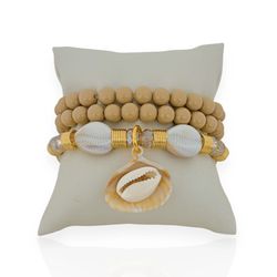 TRIO DE PULSEIRA PEDRAS E CRITAIS BUZIOS E CONCHAS... - Gabriela Ribeiro