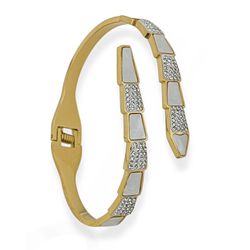 BRACELETE FOLHEADO A OURO 18K SERPENTE MADREPEROLA... - Gabriela Ribeiro