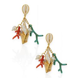 BRINCO FOLHEADO A OURO 18K CONCHA E ALGAS - BRI124... - Gabriela Ribeiro