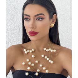 COLAR FOLHEADO A OURO 18K PEROLAS ESFERAS TEXTURIZ... - Gabriela Ribeiro