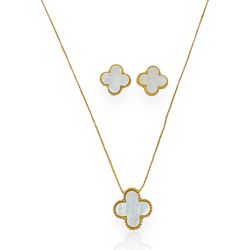 CONJUNTO COLAR E BRINCO FOLHEADO A OURO 18K INSPIR... - Gabriela Ribeiro