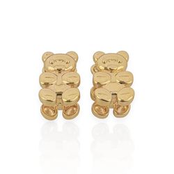 BRINCO DUPLO FOLHEADO A OURO 18K URSINHO LISO - BR... - Gabriela Ribeiro