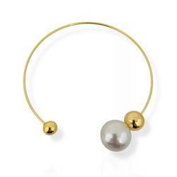 COLAR FOLHEADO A OURO 18K ARO ESFERA PEROLA - COL9... - Gabriela Ribeiro